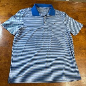 Vineyard Vines Men's M Winstead Sankaty Performance Golf Polo Blue White Stripe